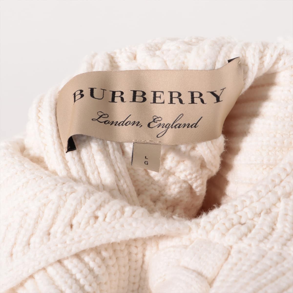 Burberry Cotton High-Neck Knit L Ladies' White