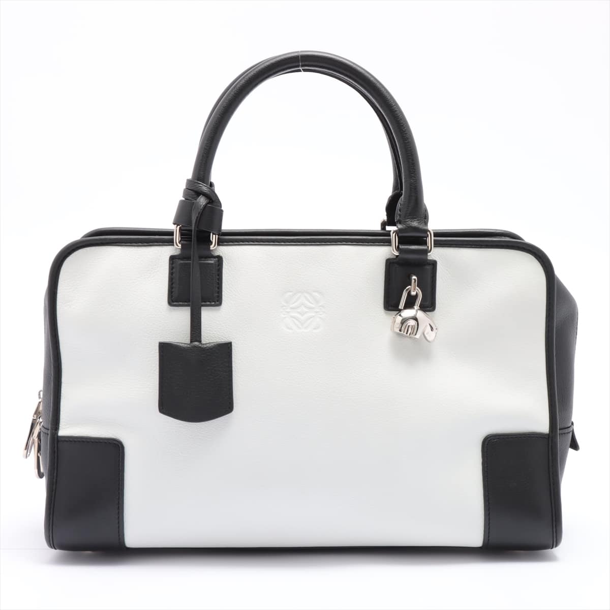 Loewe Amazona 36 Leather Hand bag Black × White