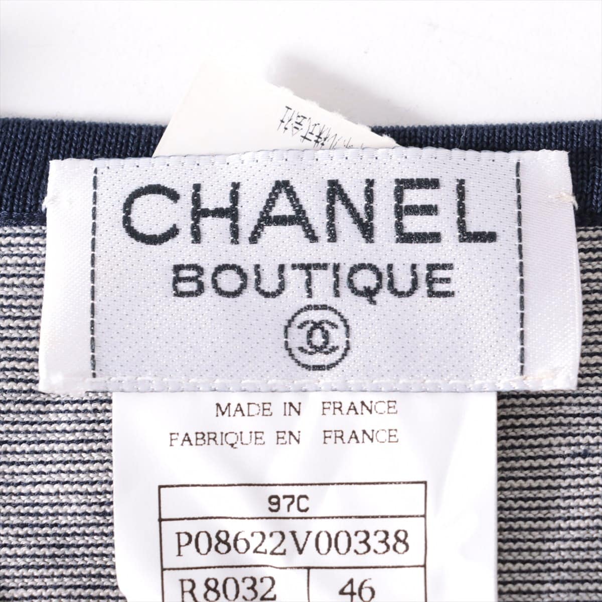 Chanel 97C Cotton T-shirt 46 Ladies' Black × White  Coco Mark