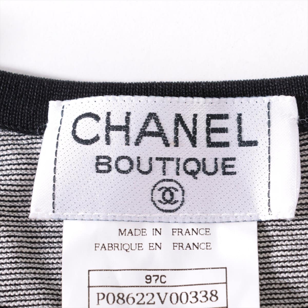 Chanel 97C Cotton T-shirt 46 Ladies' White x navy  Coco Mark