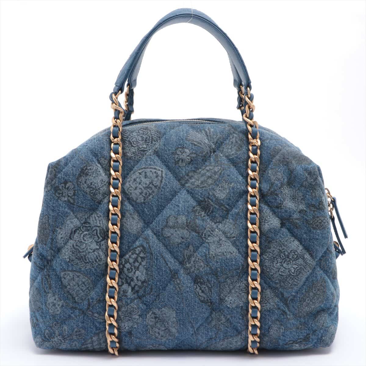 Chanel Matelasse Denim 2way handbag Blue Champagne gold hardware There is an IC chip