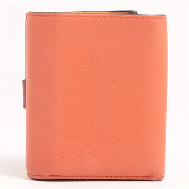 Loewe Anagram Tri Fold Leather Compact Wallet Orange