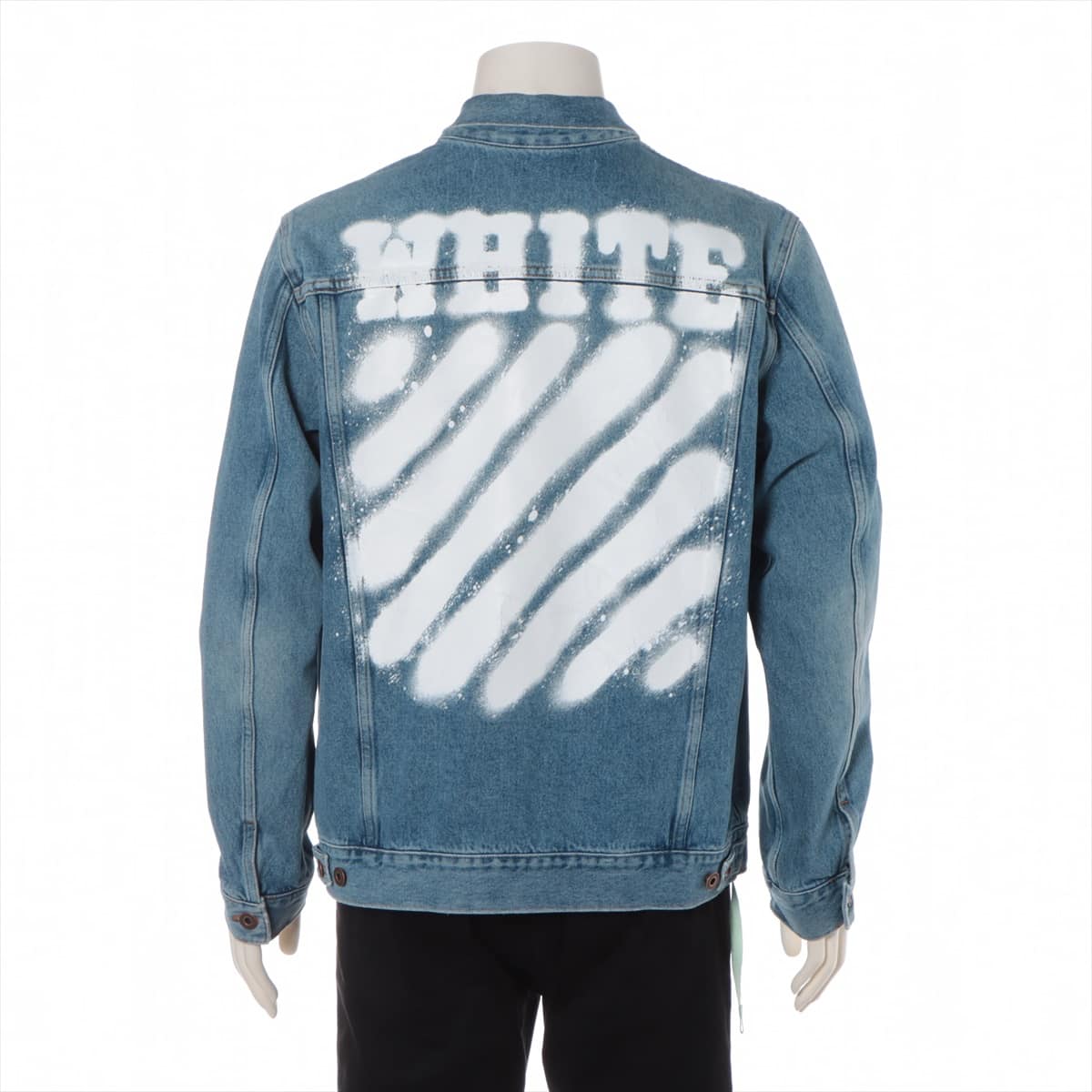 Off-White 17SS Cotton Denim jacket S Men's Blue  Spray bias