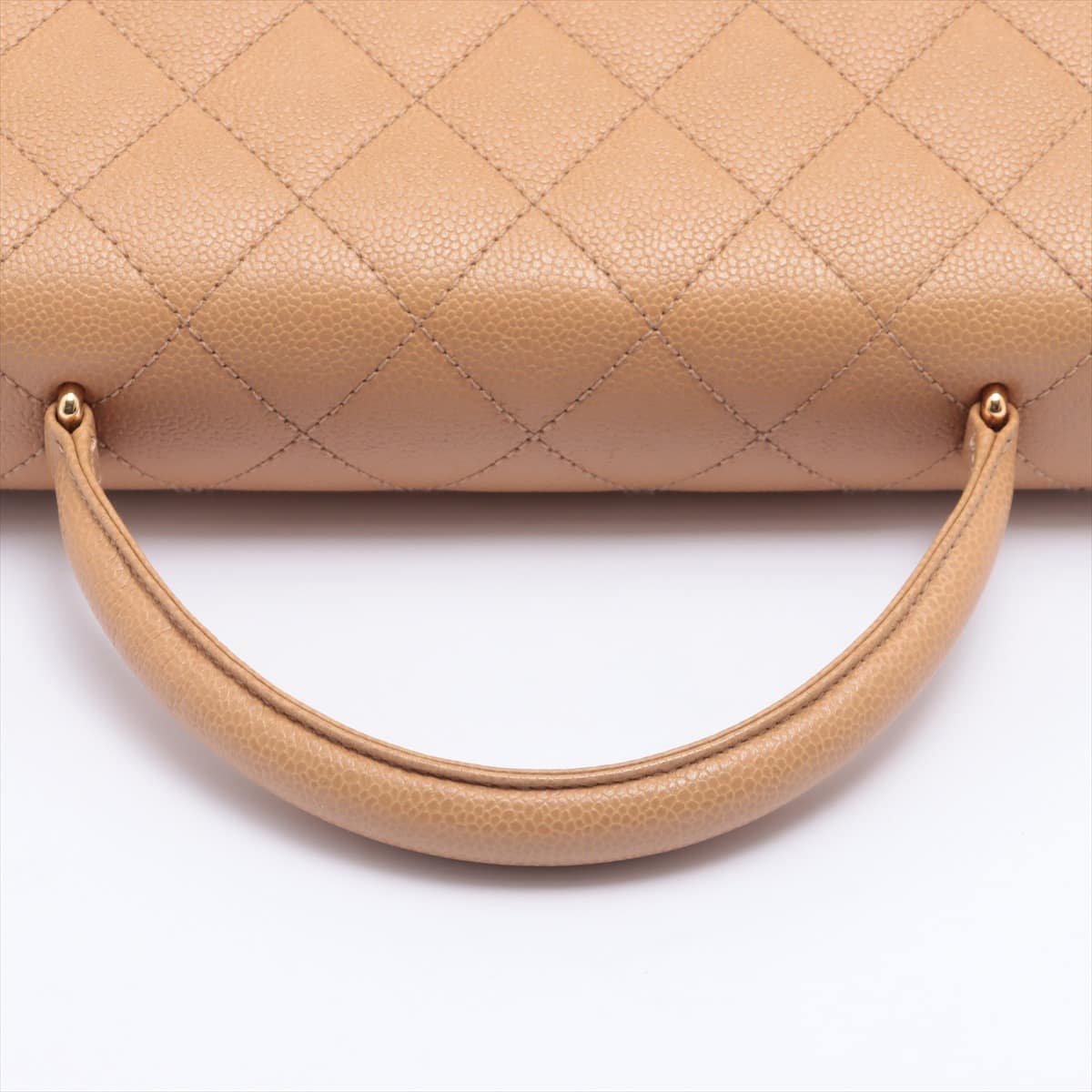 Chanel Matelasse Caviarskin Hand bag Kelly type Beige Gold Metal fittings 6XXXXXX