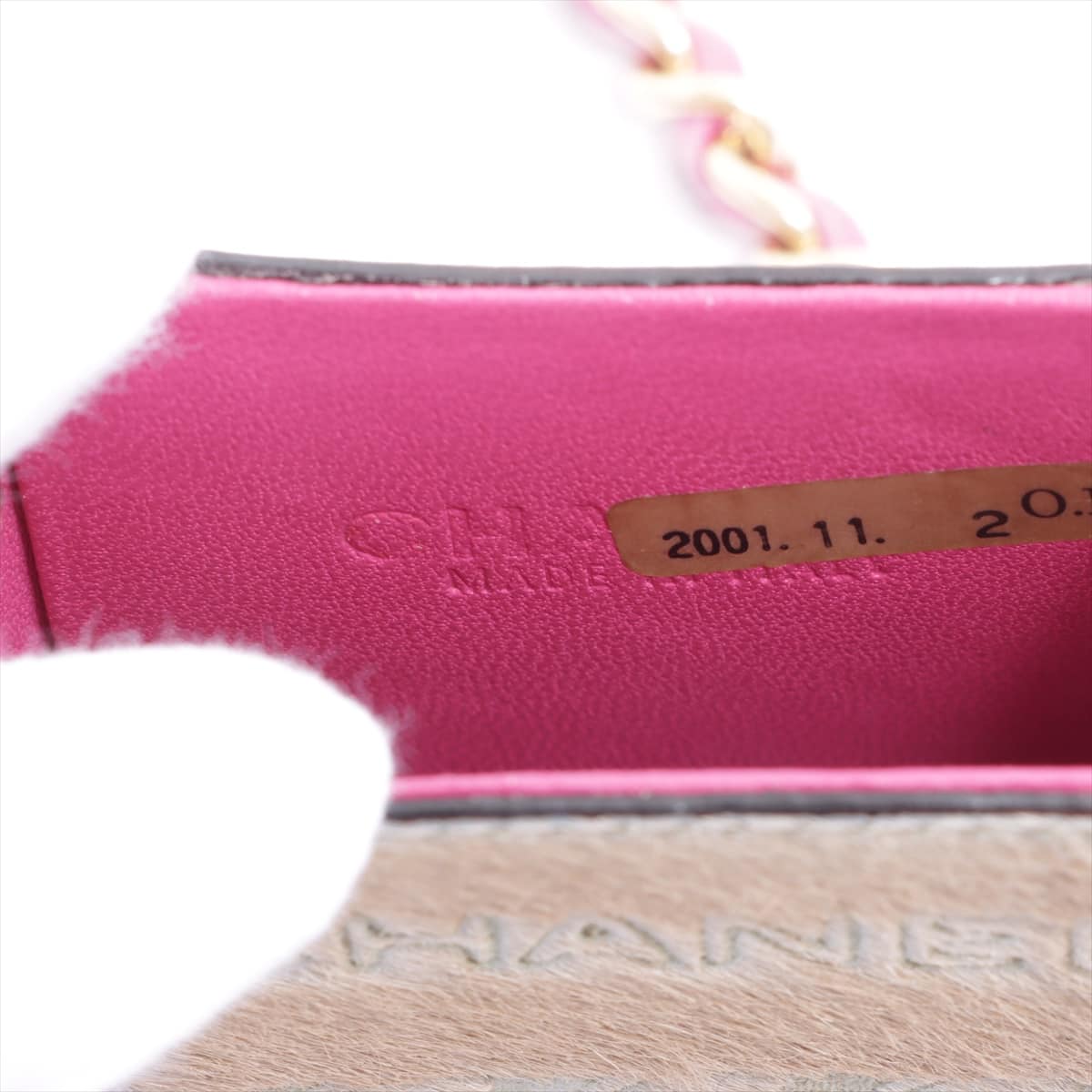 Chanel Logo Slunk Skin × Lambskin Cigarette Case Pink Gold Metal fittings 6XXXXXX