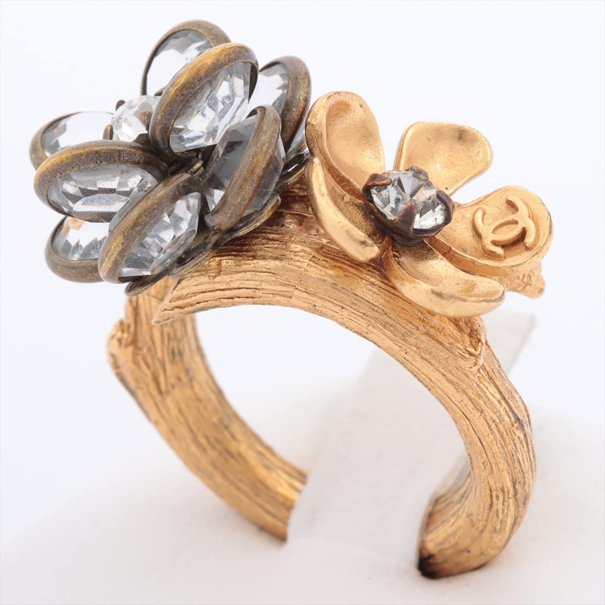 Chanel Flower rings GP×inestone Gold