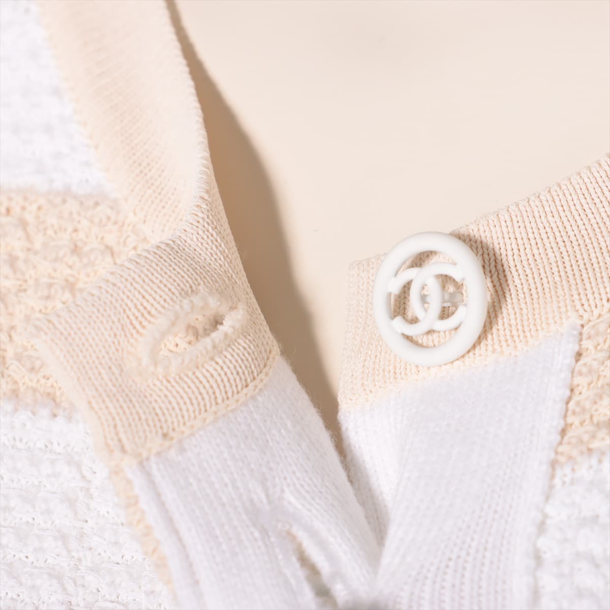 Chanel Coco Button P60 Cotton Sleeveless dress 34 Ladies' White x beige