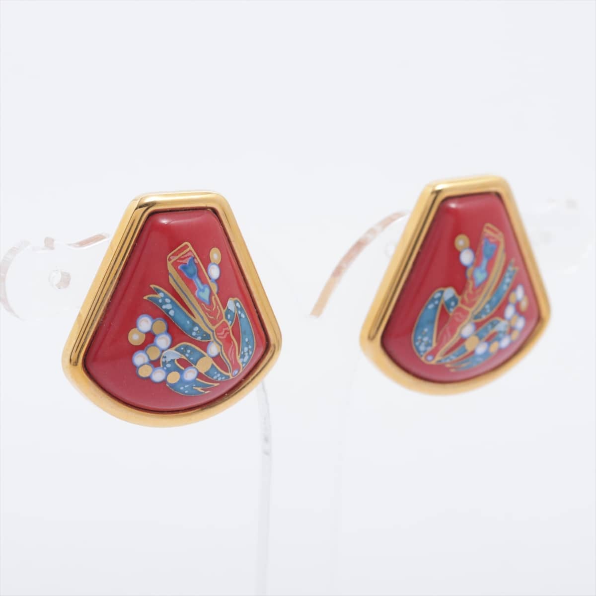 Hermès Email Earrings (for both ears) GP Red x gold