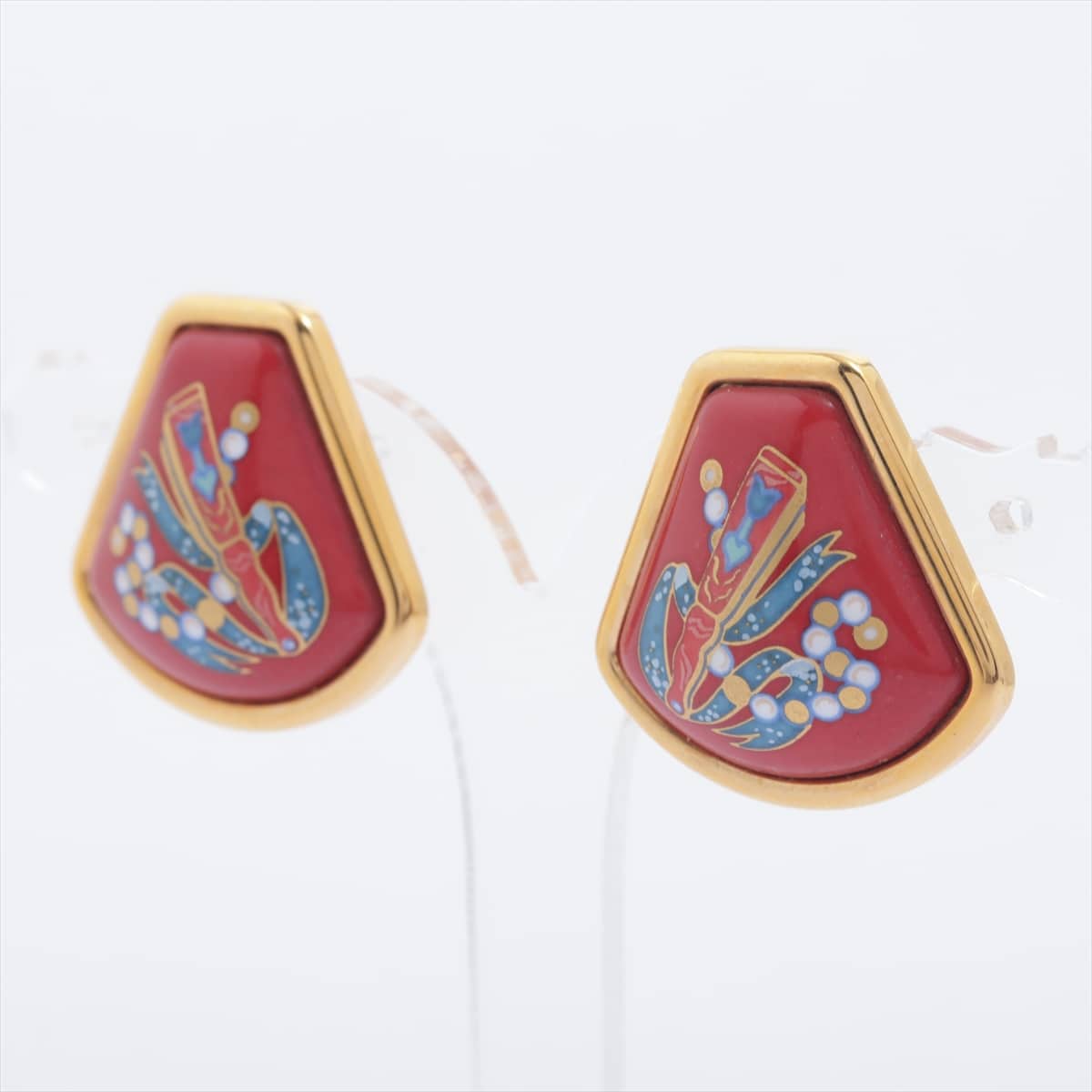 Hermès Email Earrings (for both ears) GP Red x gold