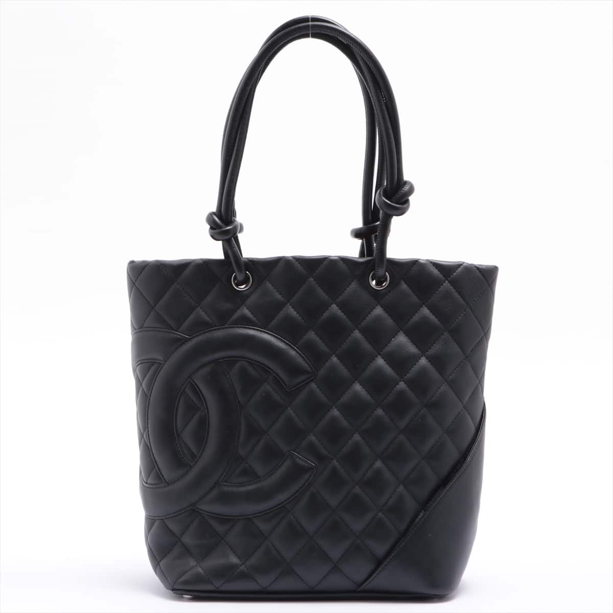 Chanel Cambon Line Lambskin Tote bag Black Silver Metal fittings 8XXXXXX