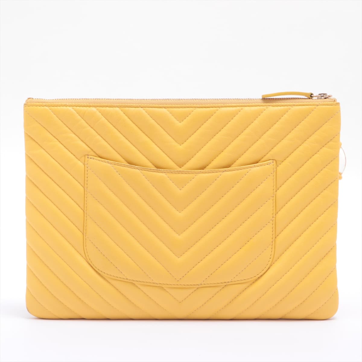 Chanel V Stitch Lambskin Clutch bag Yellow Gold Metal fittings 27th
