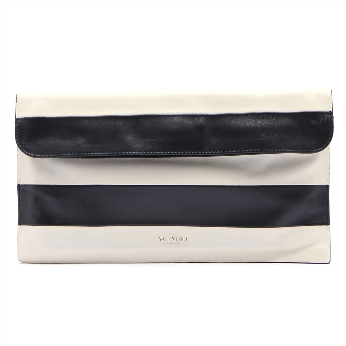 Valentino Leather 2 WAY clutch bag Black × White