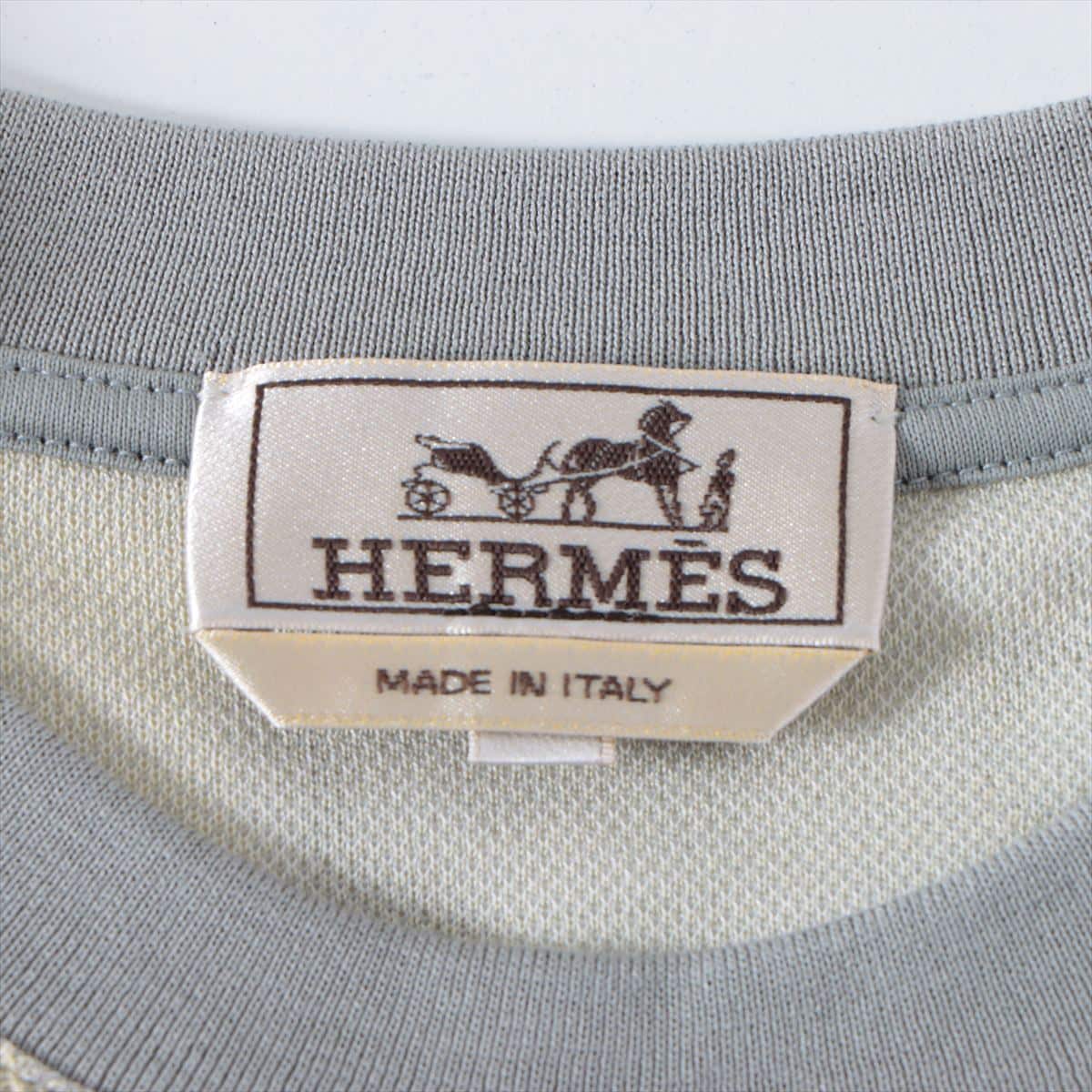 Hermès Cotton T-shirt S Men's Gray x yellow  Hose design
