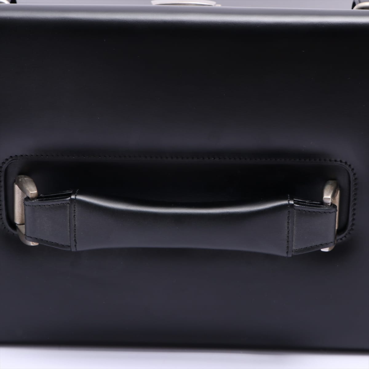Alfred Dunhill Leather Attache case Black open papers