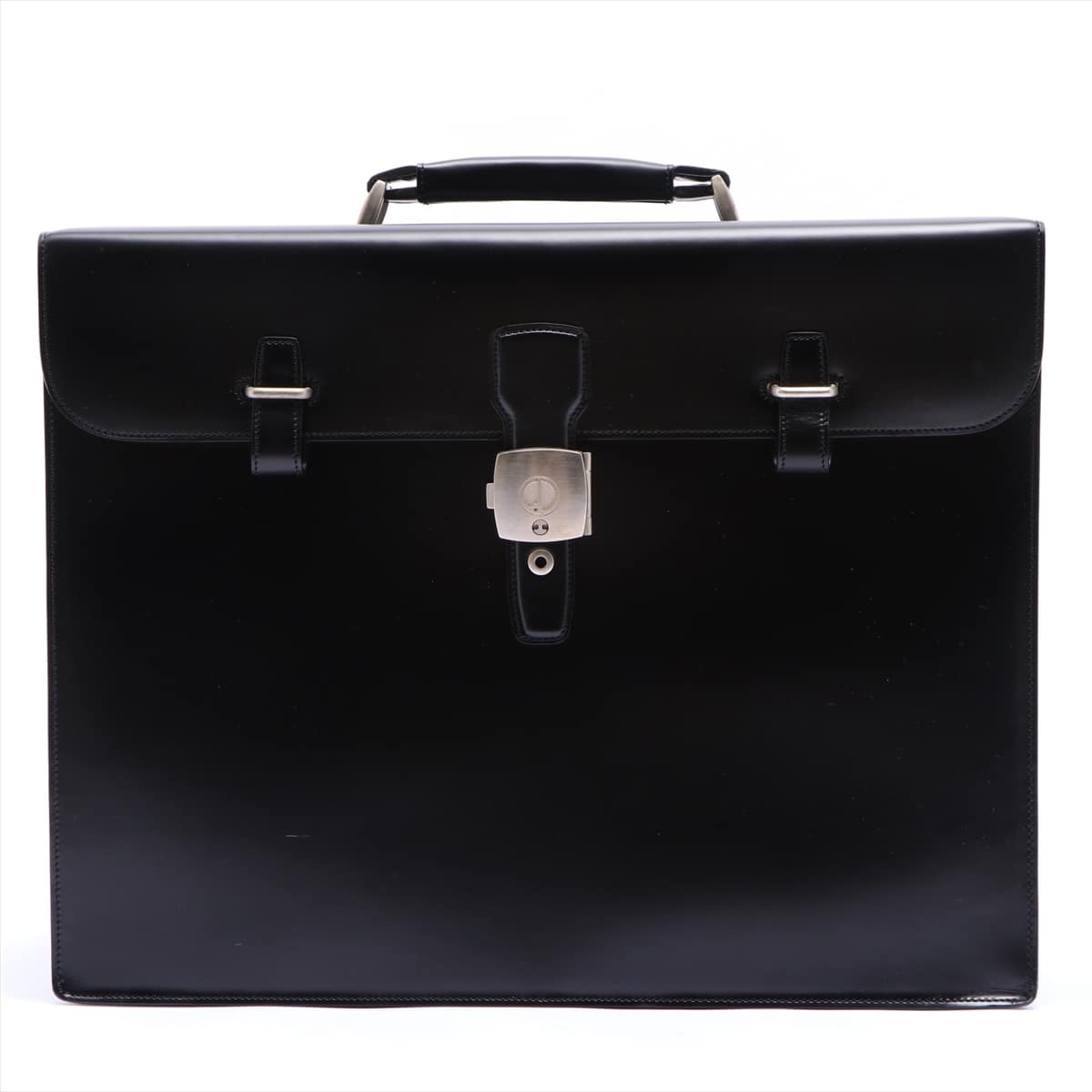 Alfred Dunhill Leather Attache case Black open papers