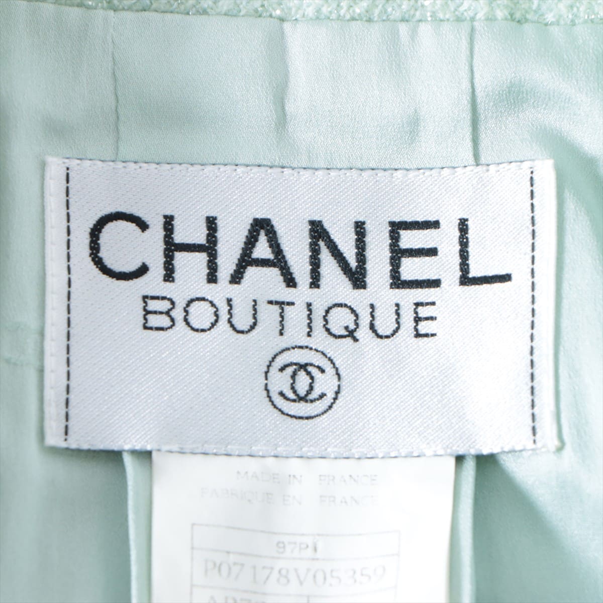 Chanel Coco Button 97P Tweed Ensemble 38 Ladies' Green