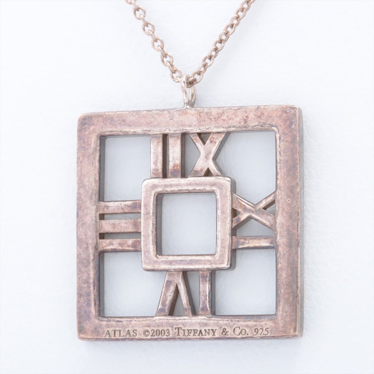 Tiffany Atlas open square Necklace 925 4.4g Silver