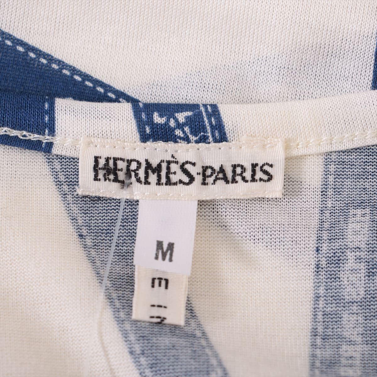 Hermès Margiela Cotton T-shirt M Ladies' Blue x white  Bolduc