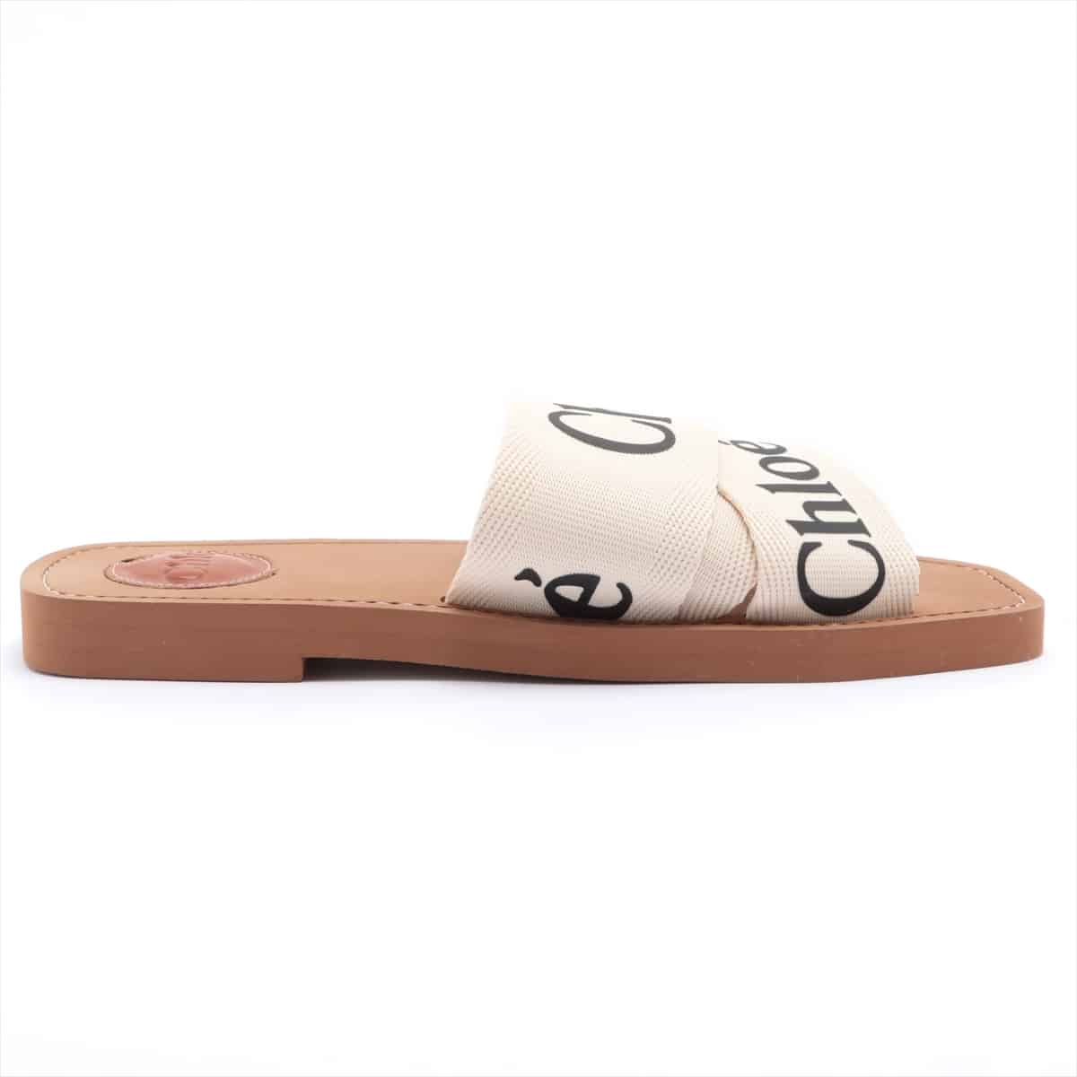 Chloe canvas Sandals 36 Ladies' White x brown Logo