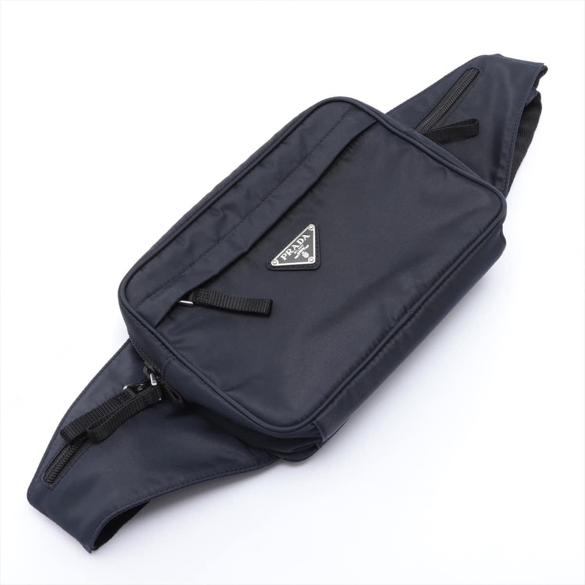 Prada Tesuto × Leather Waist bag Navy blue 2VL001