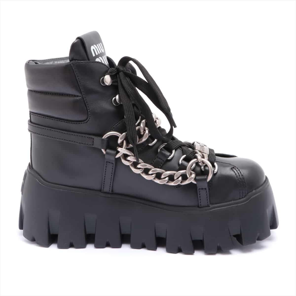 Miu Miu Leather Short Boots 36 Ladies' Black 5T570D