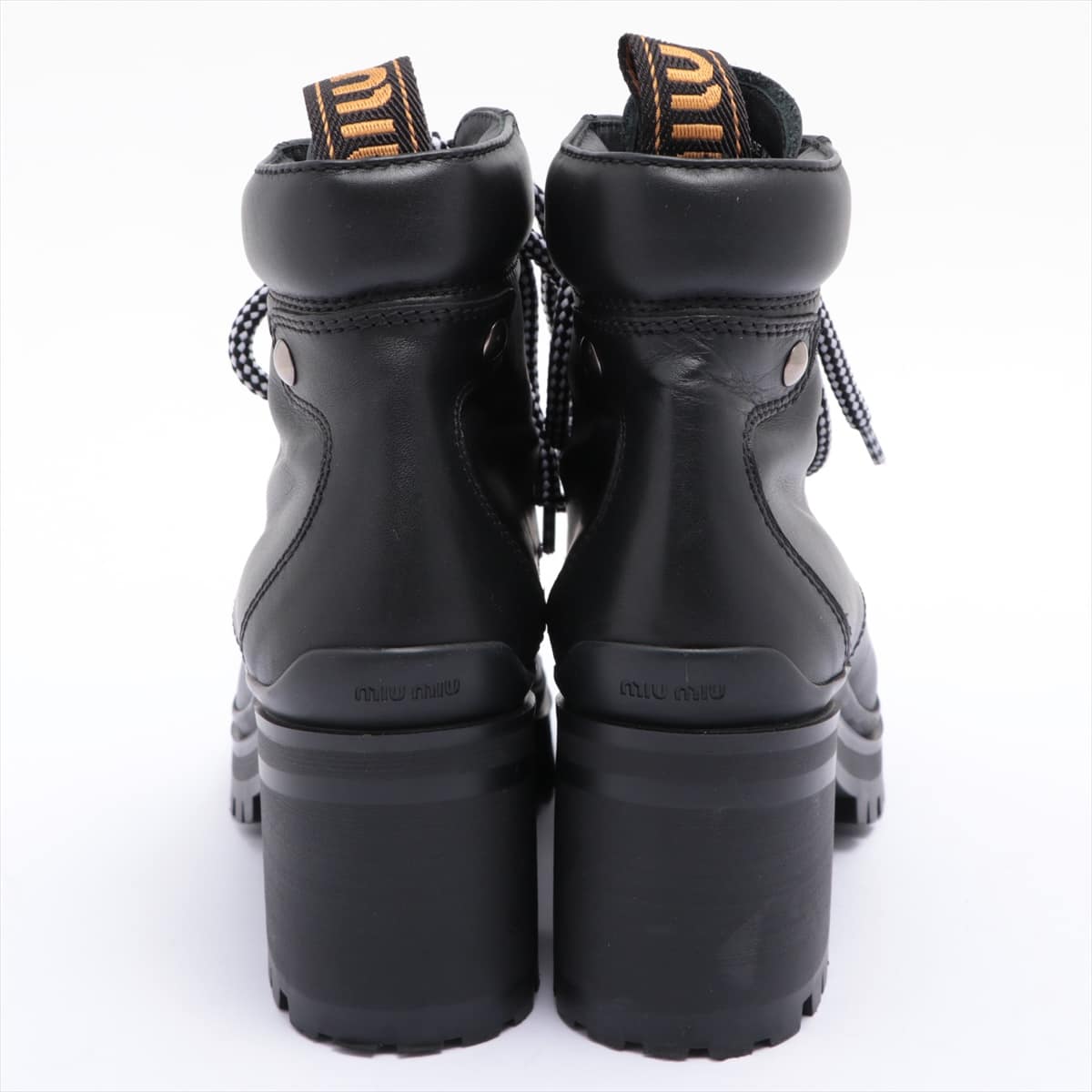 Miu Miu Leather Boots 38 Ladies' Black Logotan