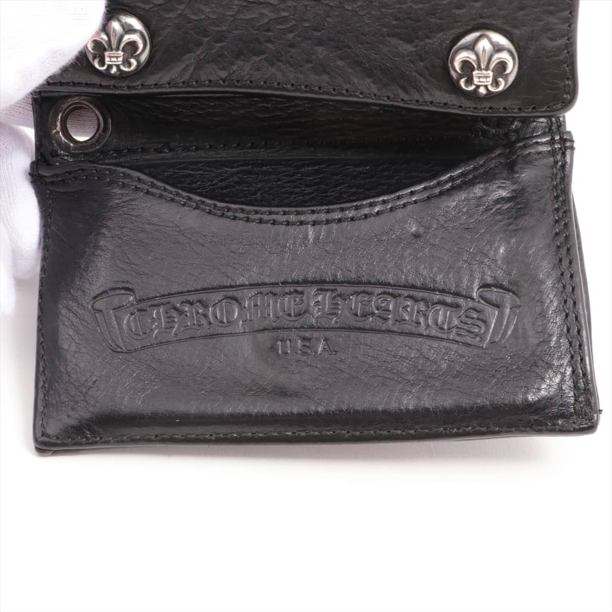 Chrome Hearts 2 Zips Wallet Leather Flare button