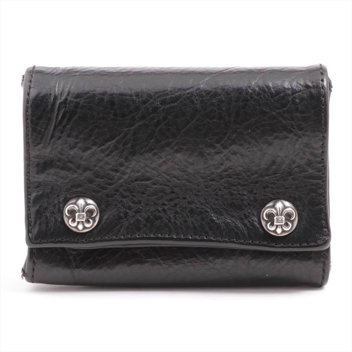 Chrome Hearts 2 Zips Wallet Leather Flare button