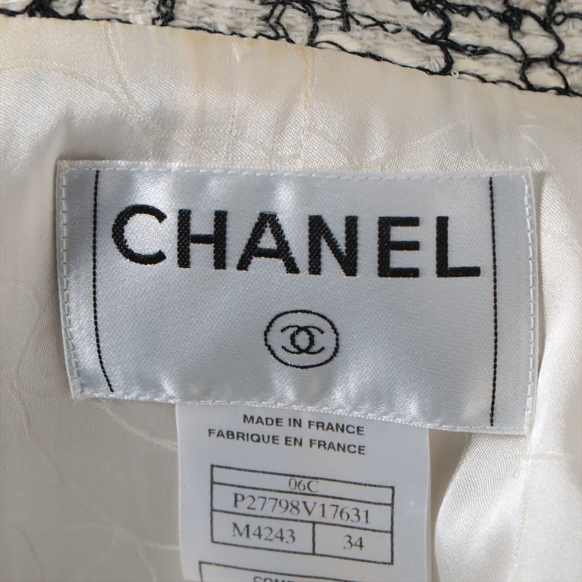 Chanel Coco Button 06C Tweed Setup 34 Ladies' Black × White  Camelia