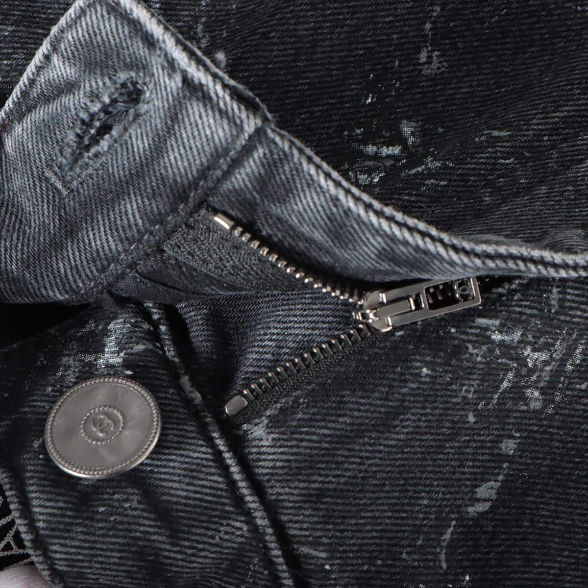 Chanel Coco Button P62 Cotton Denim pants 34 Ladies' Black