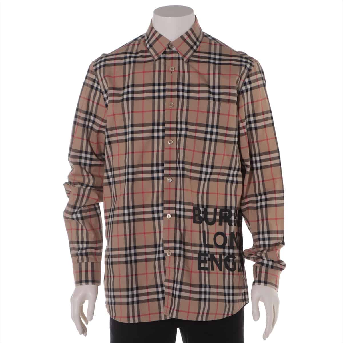 Burberry Tissi period Cotton Shirt S Men's Beige  8017567 cheques Logo