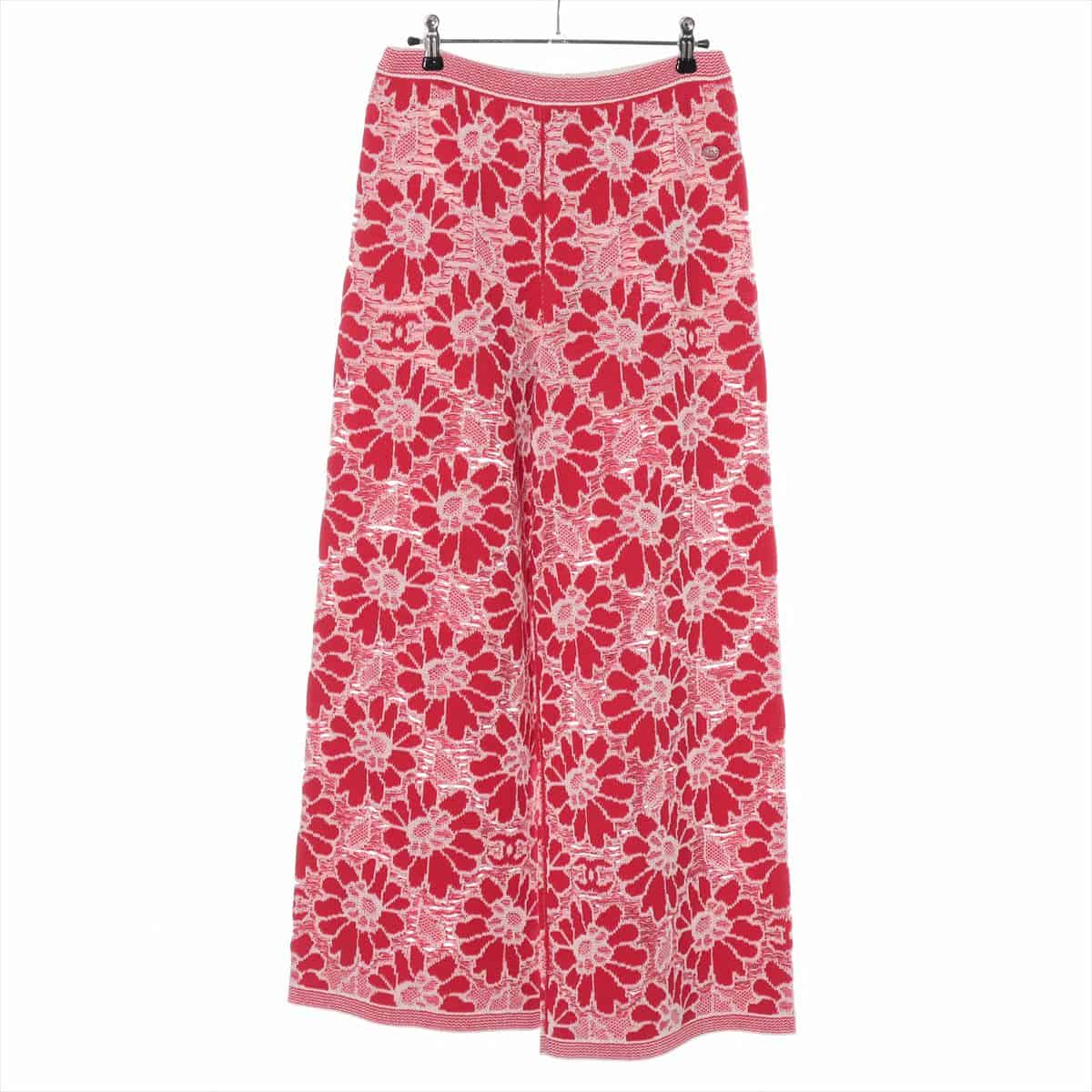 Chanel Coco Button P63 Cotton & wool Pants 38 Ladies' Red