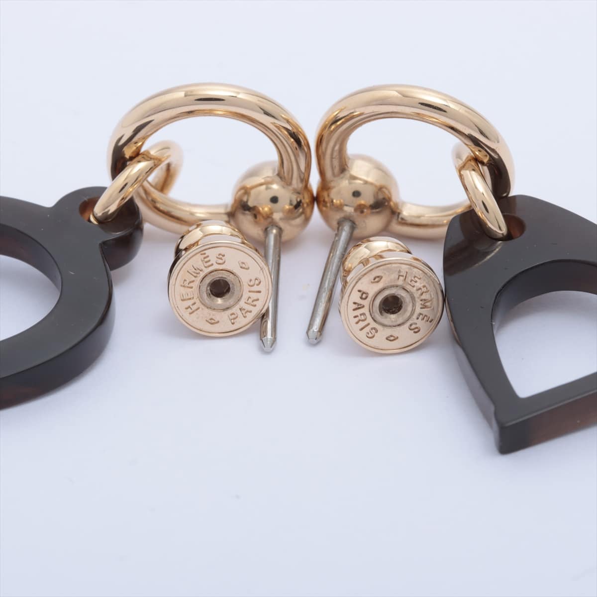 Hermès Amulet Esquettles Piercing jewelry (for both ears) Buffalo horn x GP Gold x brown