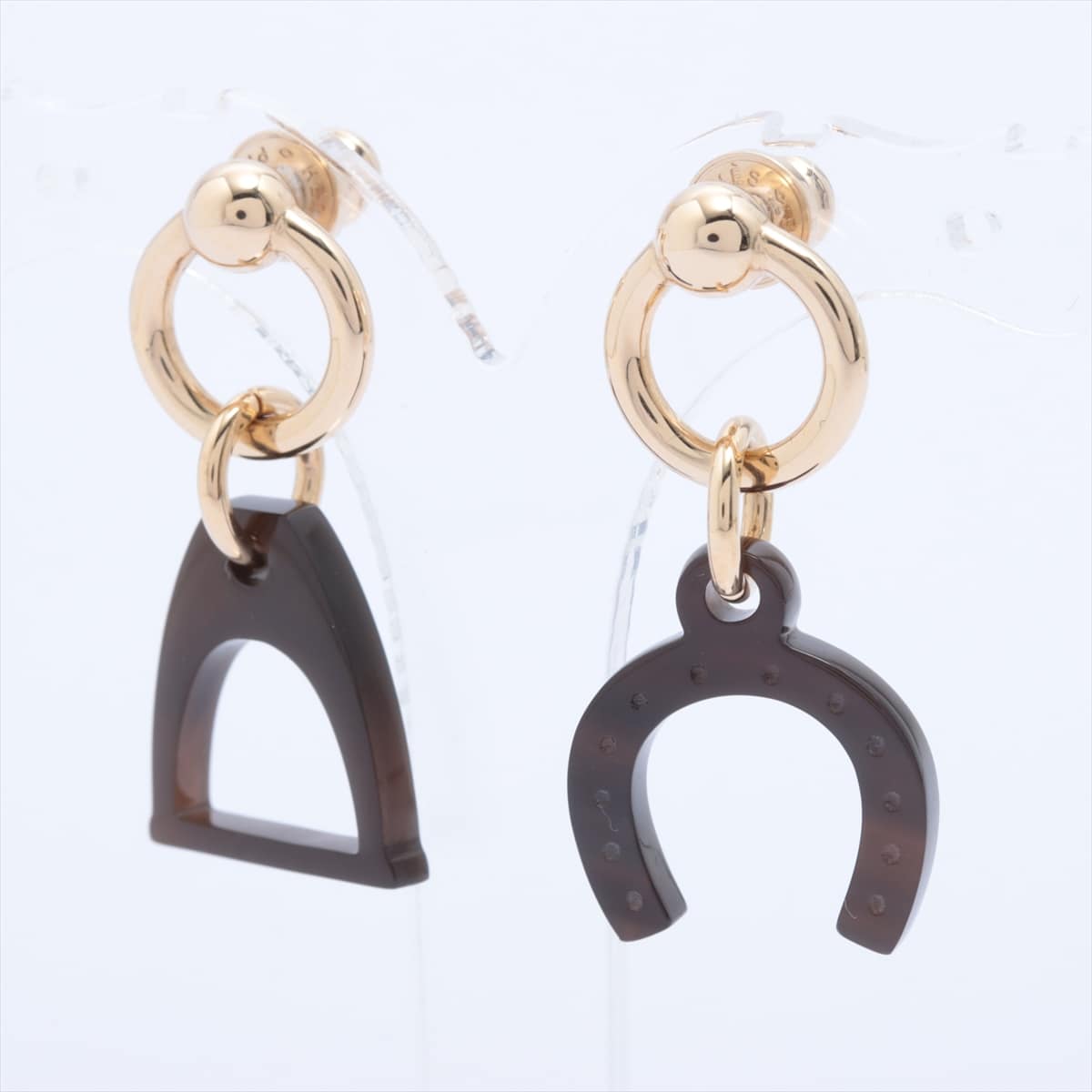 Hermès Amulet Esquettles Piercing jewelry (for both ears) Buffalo horn x GP Gold x brown