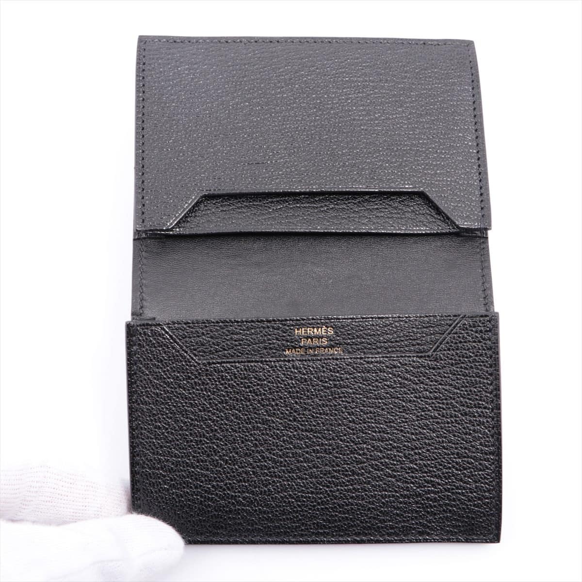 Hermès Bearn Chevre Card case Black Gold Metal fittings Y: 2020