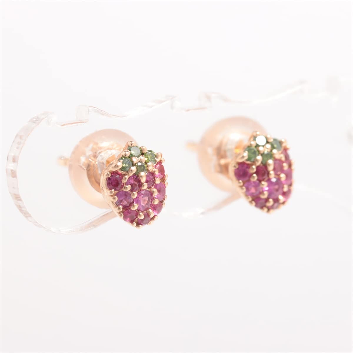 Ponte Vecchio Ruby Sapphire diamond Piercing jewelry K18PG Total 1.2g R0.03 0.03 S0.06 0.06 0.02 0.02