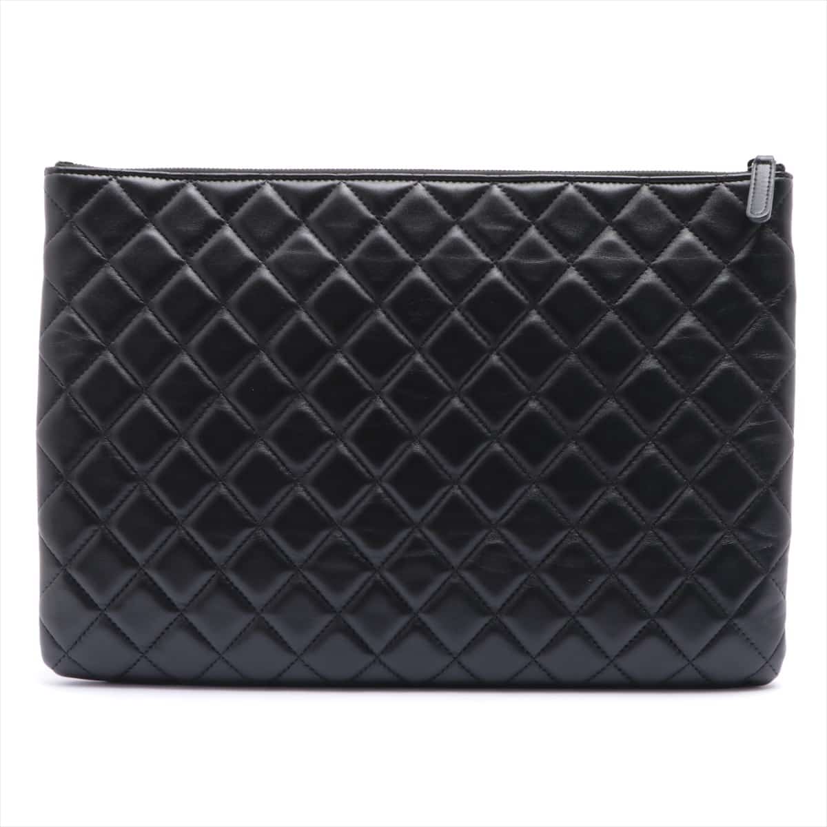 Chanel Matelasse Lambskin Clutch bag Black Black hardware 25XXXXXX