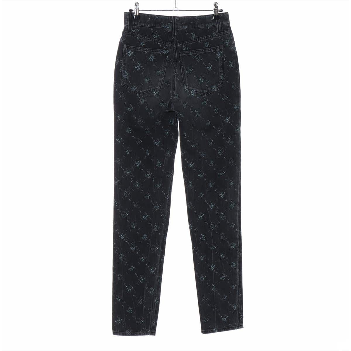 Chanel Coco Button P62 Cotton & polyester Denim pants 34 Ladies' Grey  plaid