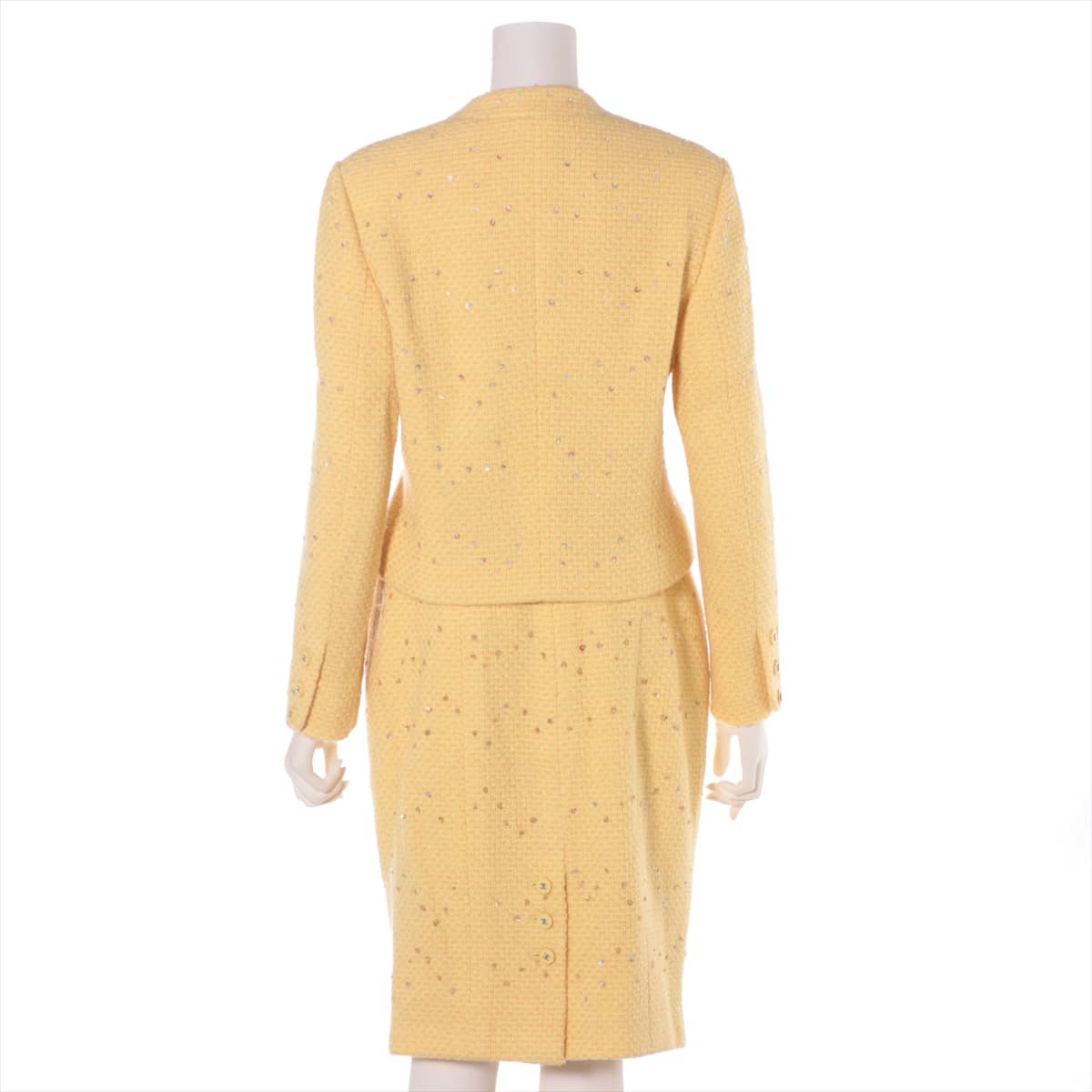 Chanel Coco Button 96P Tweed Setup 40 Ladies' Yellow  Sequins