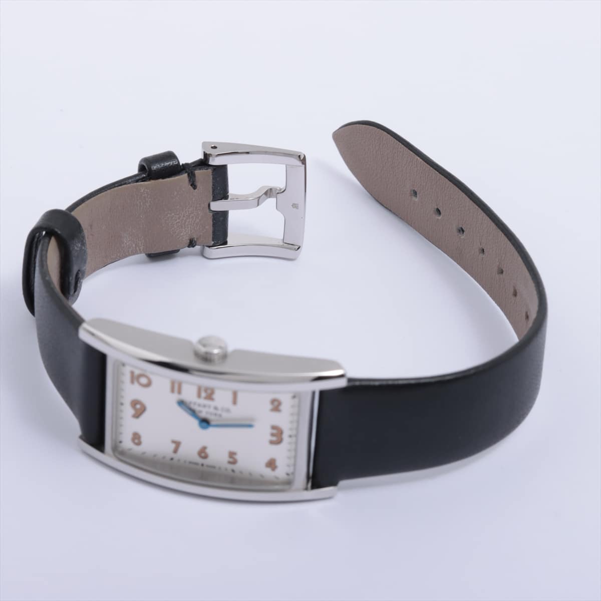 Tiffany East West Mini SS & leather QZ Silver-Face