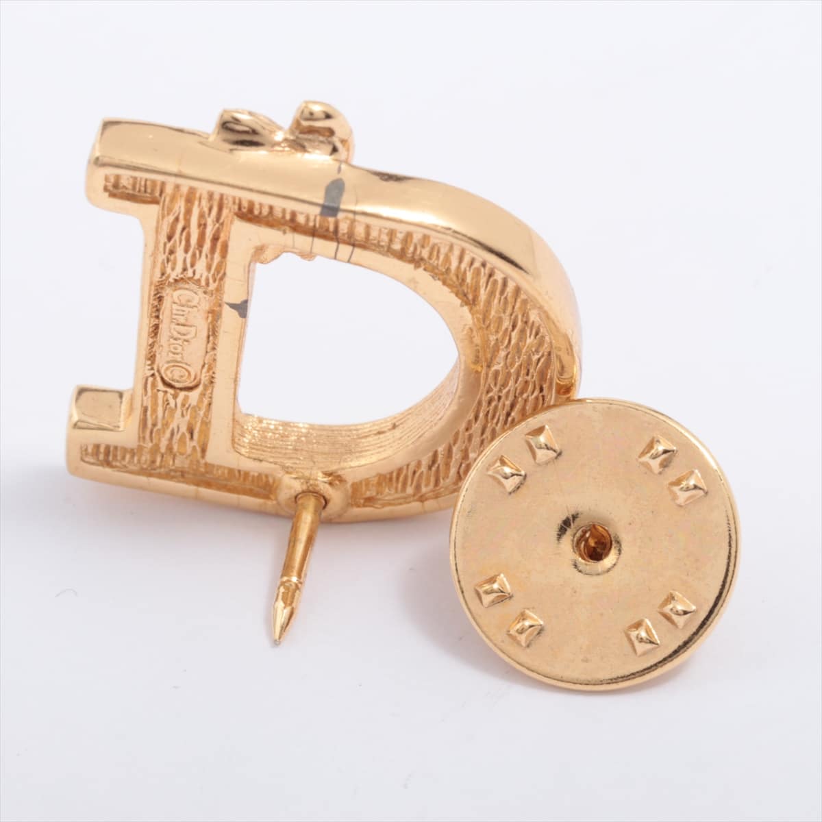 Christian Dior Lapel Pin GP Gold D motif