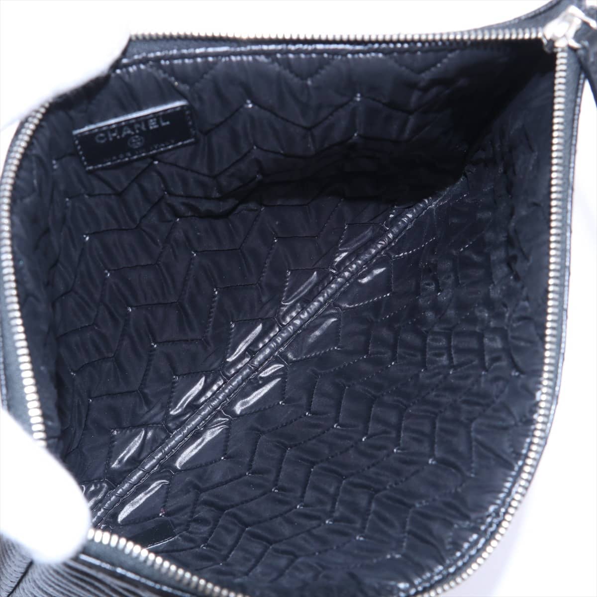 Chanel V Stitch Caviarskin Clutch bag Black Silver Metal fittings 22XXXXXX
