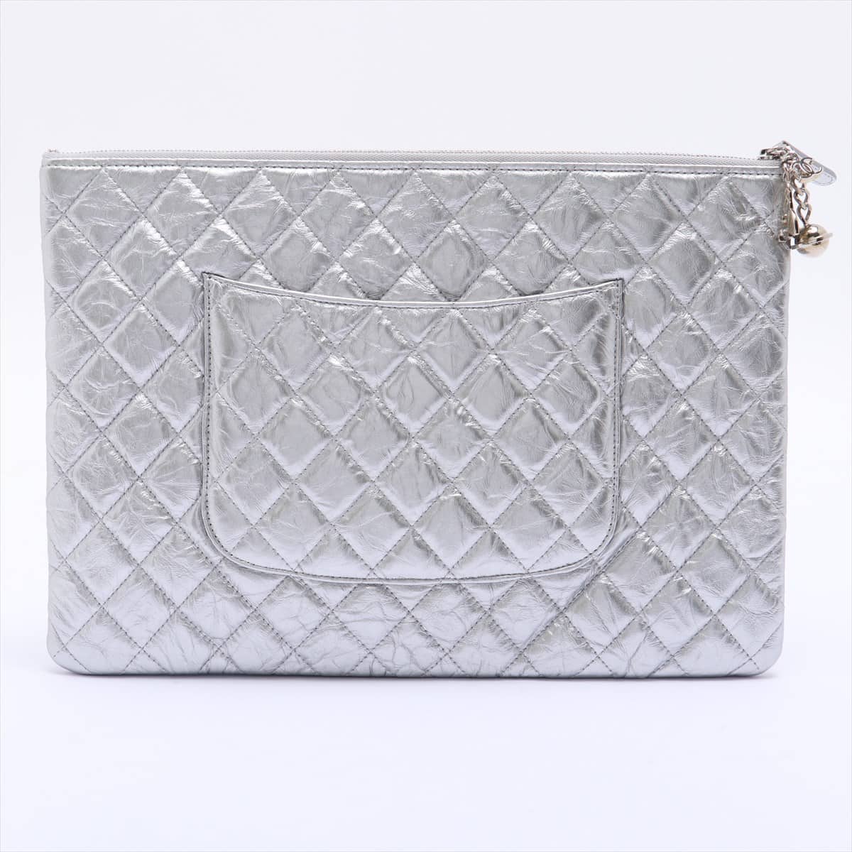 Chanel Matelasse Leather Clutch bag Silver Silver Metal fittings 24XXXXXX