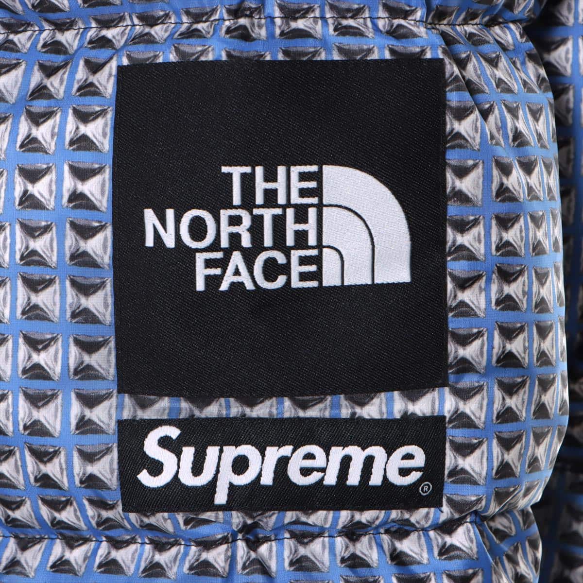 SUPREME × THE NORTH FACE 21SS Nylon Down jacket XL Men's Blue x black  ND42100I Studded Nuptse Jacket