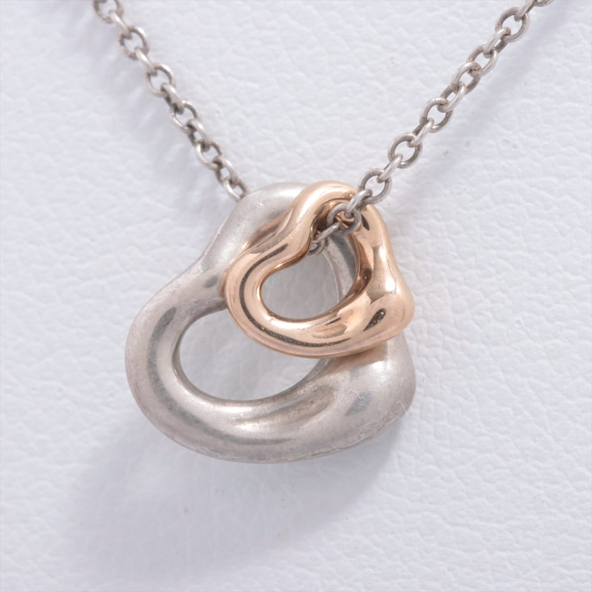 Tiffany Double Open Heart Necklace 925×750 2.4g Gold × Silver