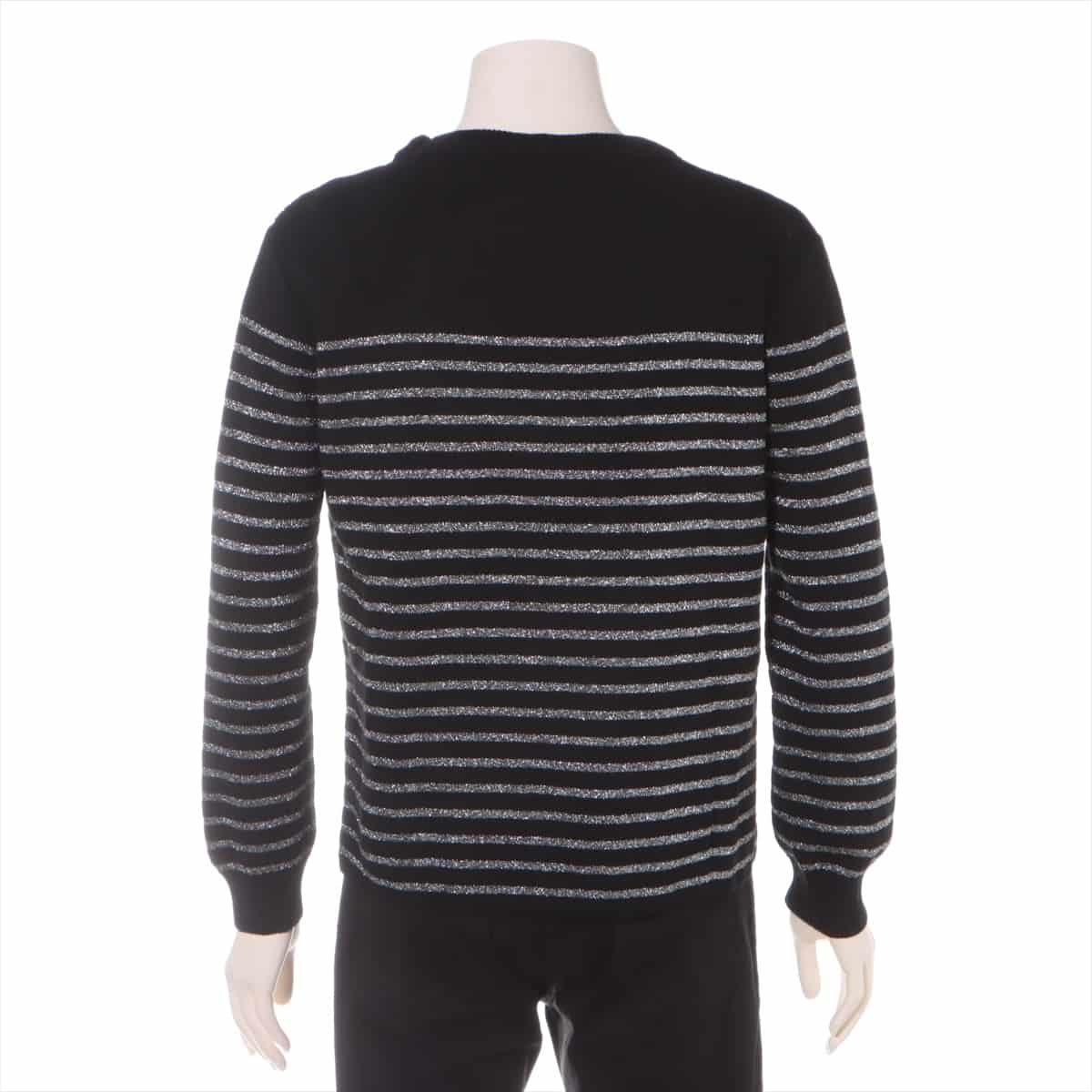 Saint Laurent Paris 19-year Cotton & wool Knit XL Men's Black × Silver