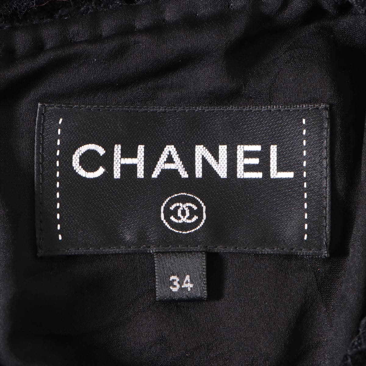 Chanel Coco Mark P56 Cotton & nylon Dress 34 Ladies' Black  Lion button