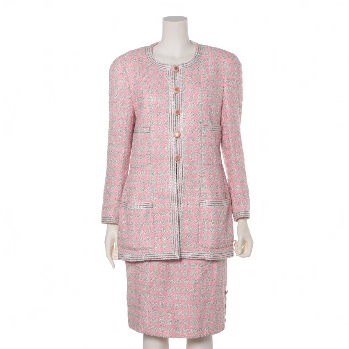 Chanel Coco Button 97P Tweed Setup 40 Ladies' Pink