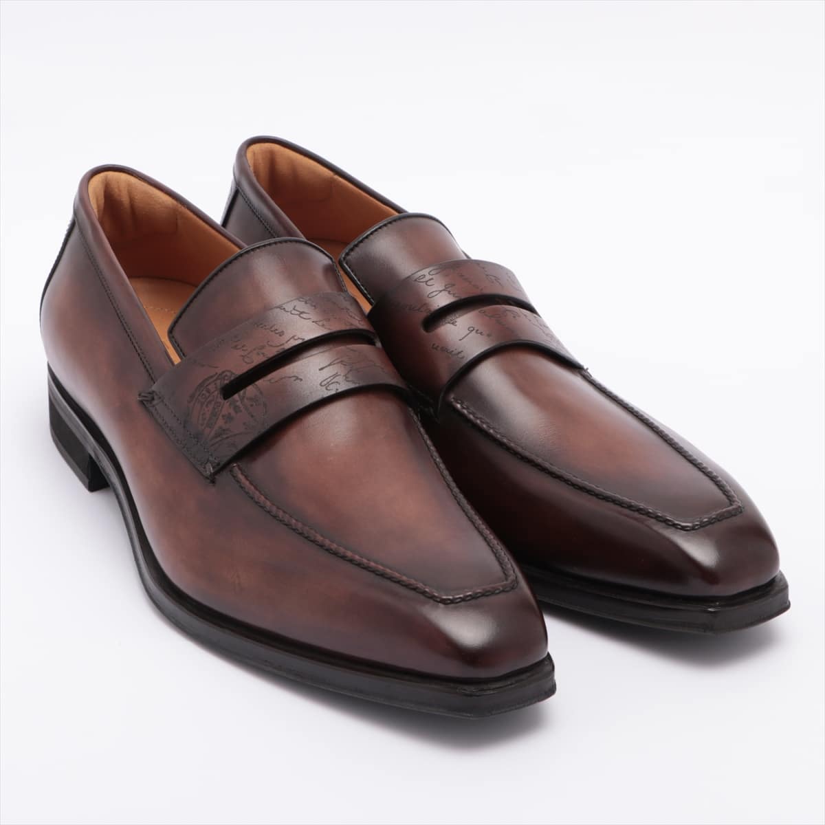 Berluti Andy Leather Loafer 10 Men's Brown Calligraphy
