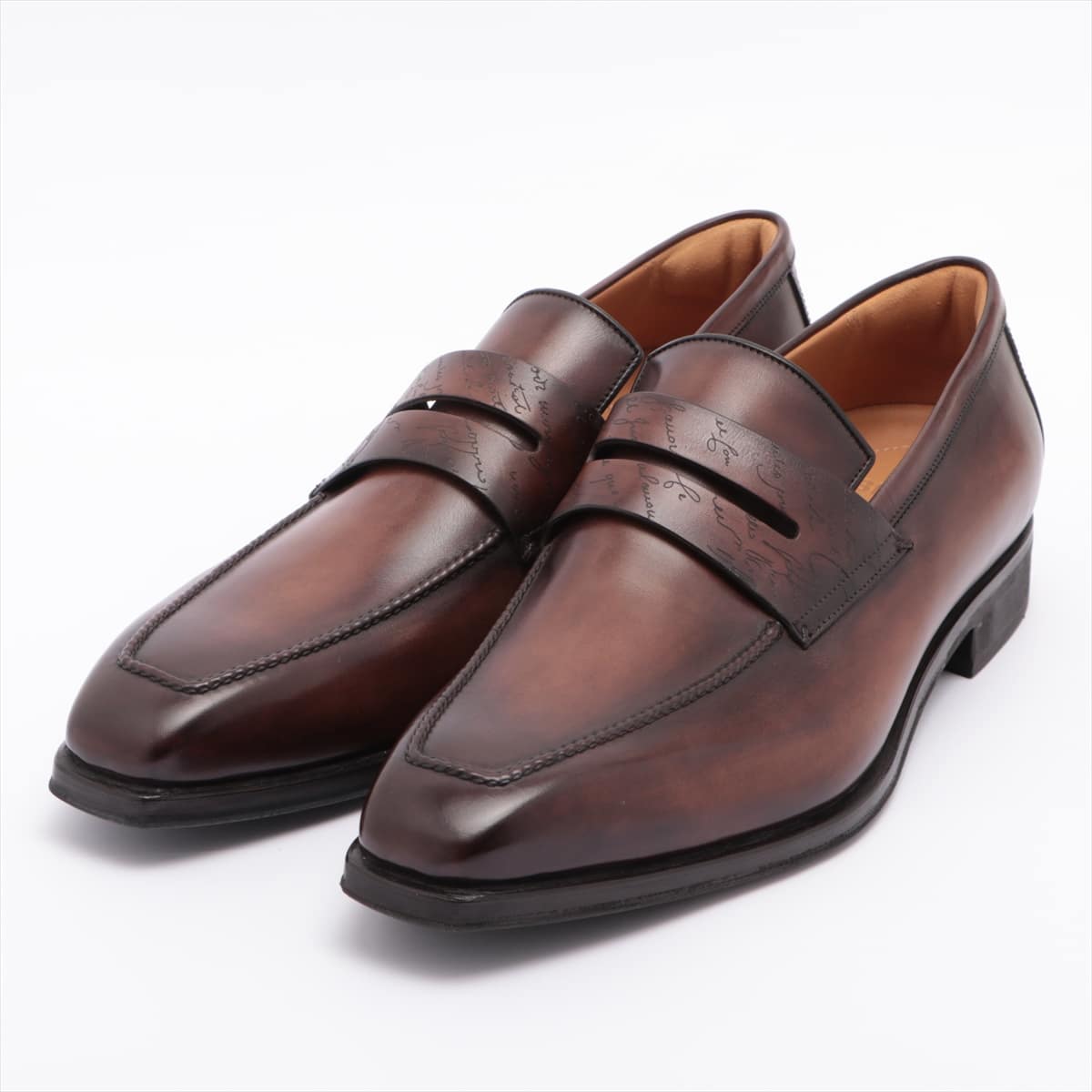 Berluti Andy Leather Loafer 10 Men's Brown Calligraphy